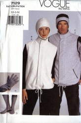 7129 VOGUE UNISEX VEST,HAT,HEADBND,BOOTIES,GLOVES PATTERN XS-XL